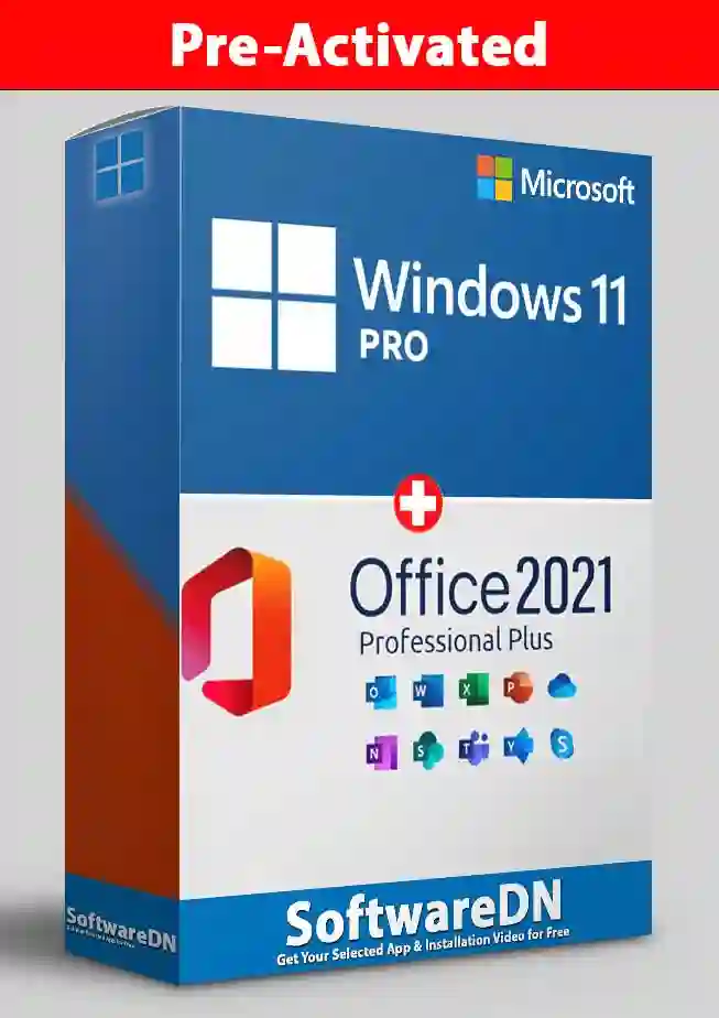 Windows 11 Pro with MS Office 2021 Pro Plus - Pre-activated - SoftwareDN