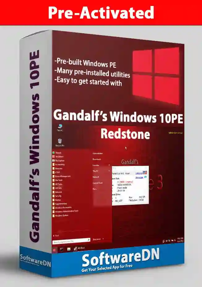 Gandalf's Windows 10 PE Redstone Free Download-SoftwareDN